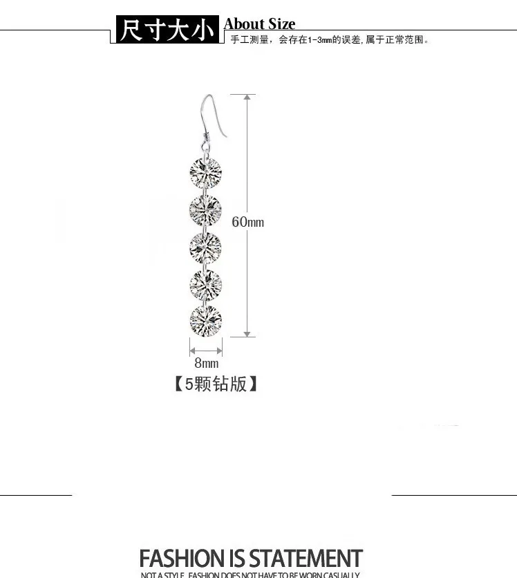 1CT Moissanite Long Drop Earrings For Women 925 Sterling Silver Brilliant Lab Diamond Brides Bridesmaid Dangling Earrings