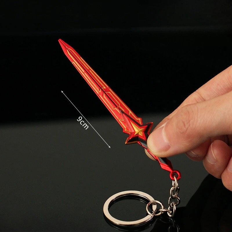 9 cm Valorant Mini Comet Schwert Waffen Modell Spiel Peripherie Metall Schlüsselanhänger Rucksack Anhänger Desktop Sammlerstück Ornament Junge Spielzeug