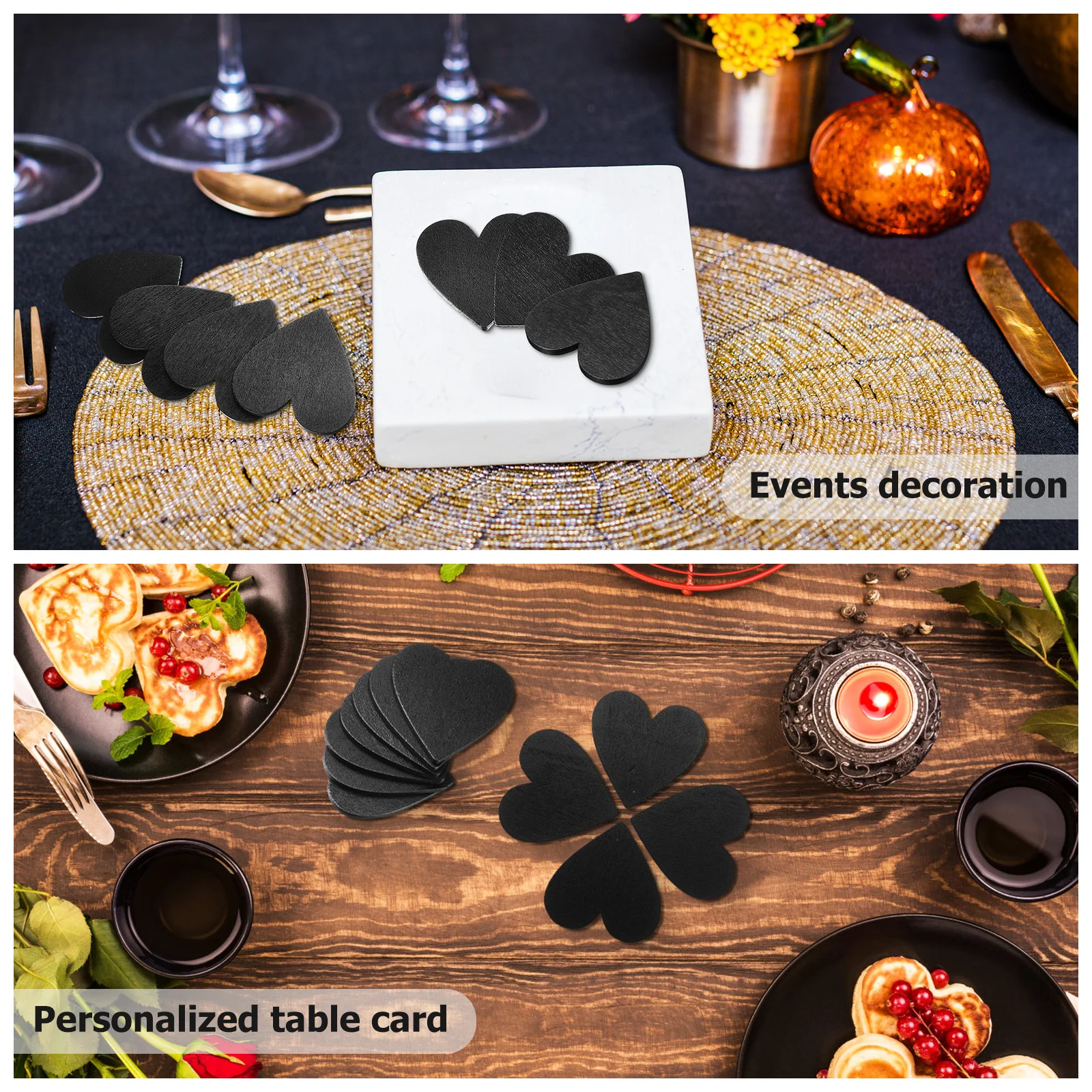 

20 Pcs Heart Shaped Blackboard Wooden Discs for Crafts Small Wood Hearts Wedding Chalkboard Signs Display