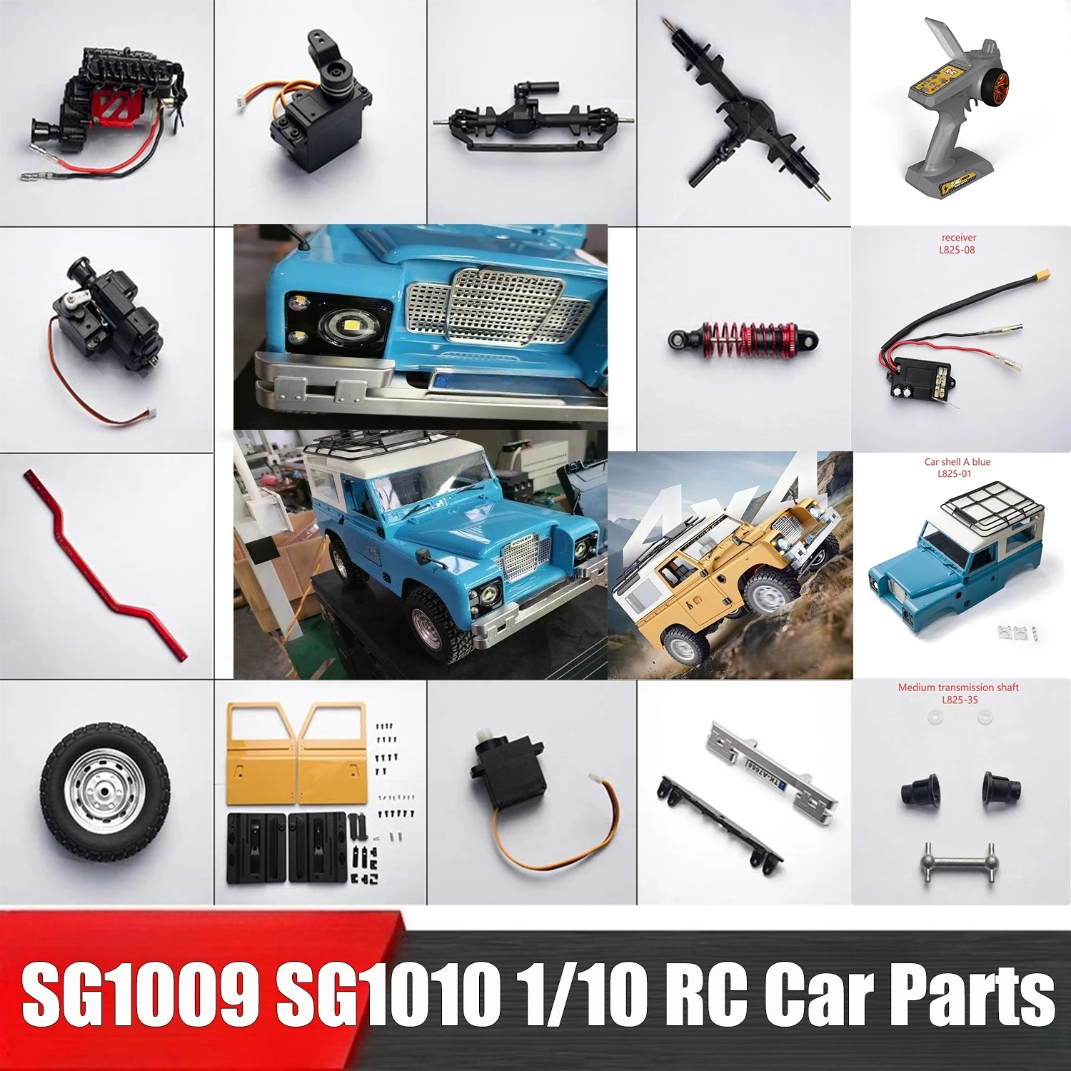 SG1009 SG1010 1/10 RC Car Spare Parts Car Shell Wheel Receiving Box Bracket Motor Mudguard Steering Gear Wiper Rearview Mirror