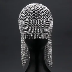 Hot style belly dance hat performance hair accessories pure handmade beaded bridal accessories long tassel headdress