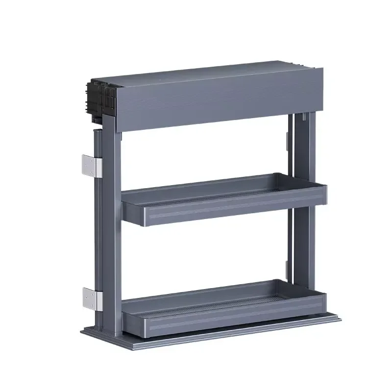 Fashionable Sky Gray Smart Electric Lifting Basket Adjustable Motorized Pull-Down Storage Elevator for Kitchen Upper Cabinets
