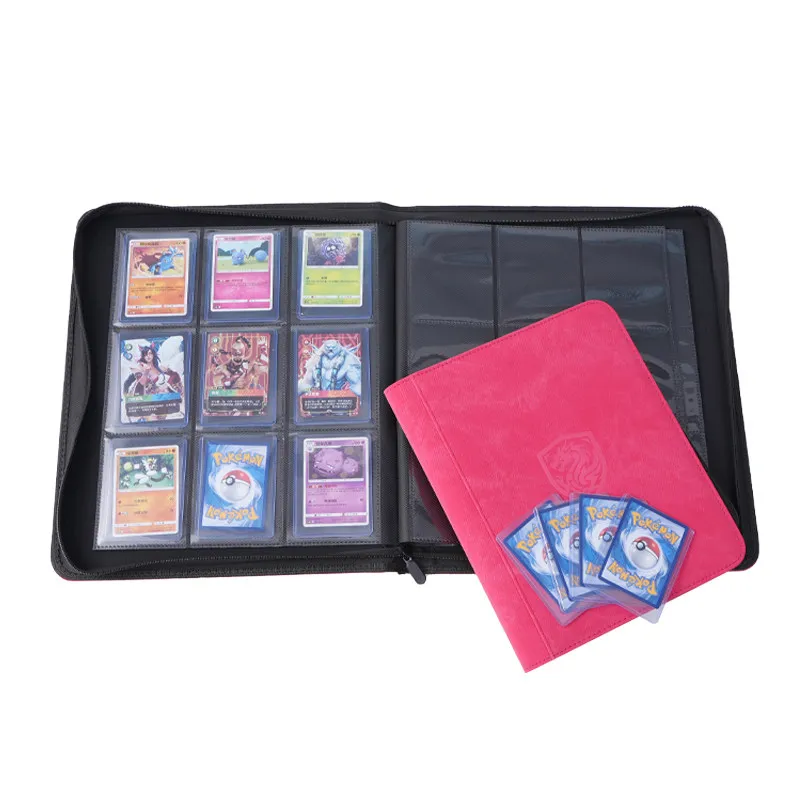 Dragon Emblem Denim Card Binder 4&9 Pocket Trading Card Album Side Loading Holder for Pokemon Sports TCG Rune Collectible Cards