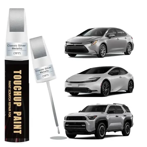 Classic Silver Metallic(1F7) Car Paint Touch Up Pen Compatible with Toyota,Automotive Scratch Remover for Nicks&Chips Repair
