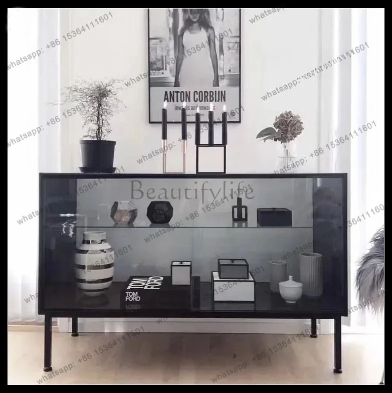

Wine Display Cabinet Display Side Cabinet Modern Simple Nordic Glass Cabinet Customized Model Room Restaurant Tea