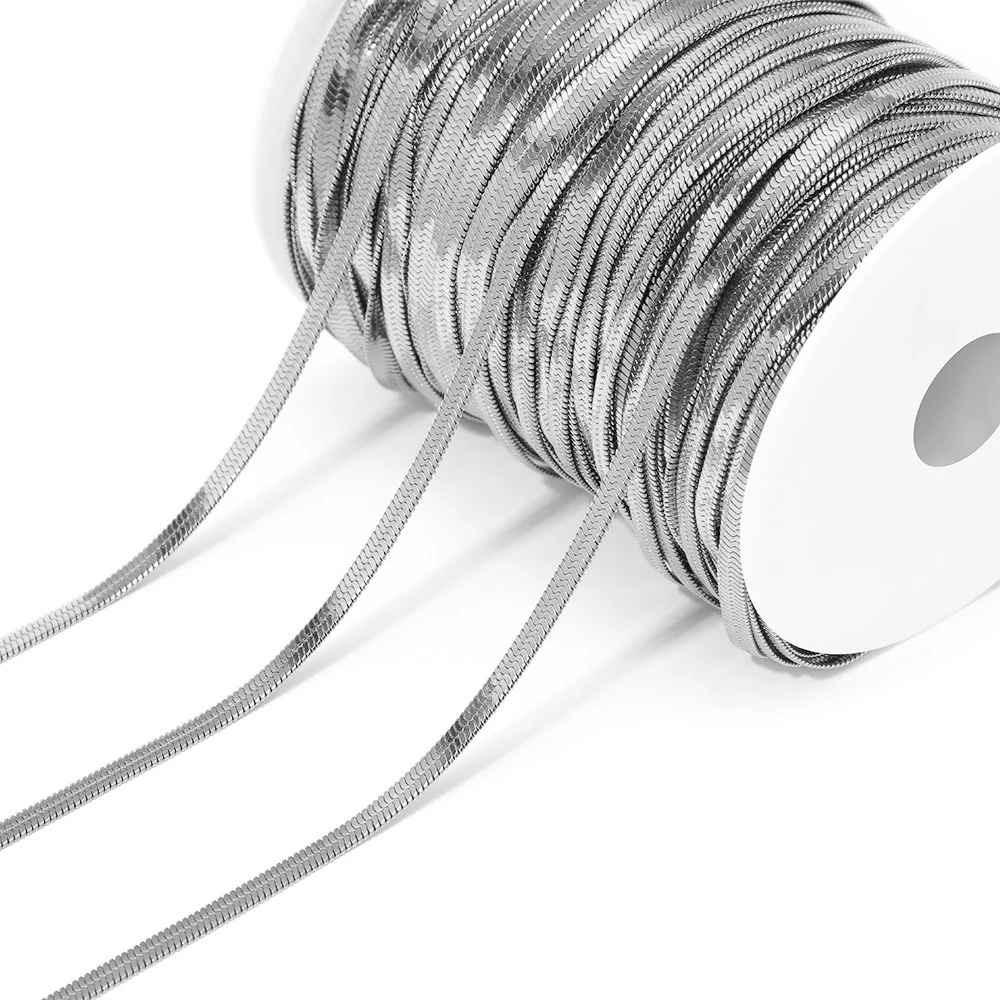 Großhandel 2m/Stück Edelstahl Flache Fischgrät-Schlangenkette Schmuck für Männer und Frauen, nicht allergen, Breite 2mm/3mm/4mm/5mm/6mm – Detail 6