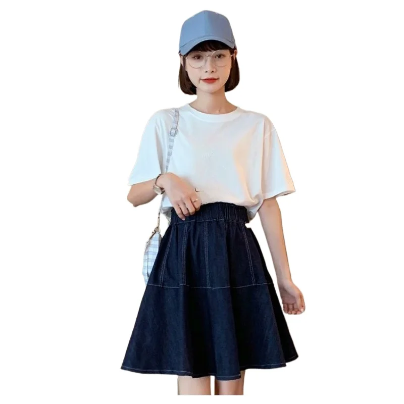 Elastic Waist Short Denim Short Skirt Women