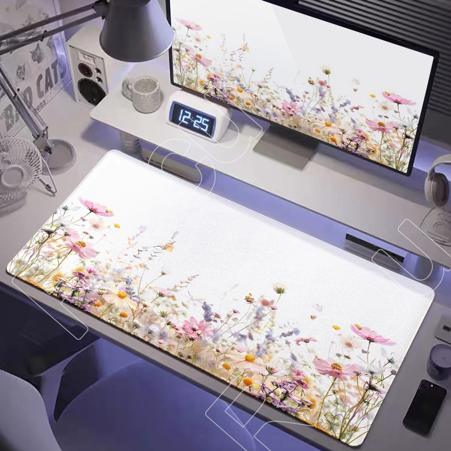 

Pink Beautiful Flowers and Plants Mousepad Anti Slip and Washable Mouse Pad Anti Slip Base Suitable for Office and Home Use Mats