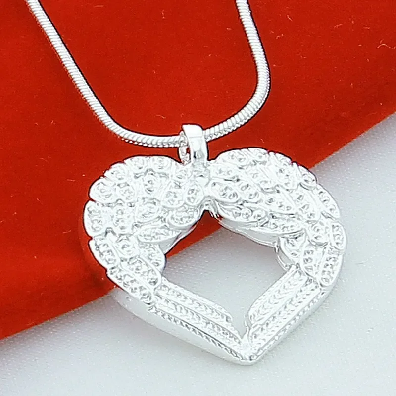 2024 New Design New Trendy Style 925 Sterling Silver Fashion Angel Wings Heart Pendant Necklace for Women Fine Jewelry Gifts