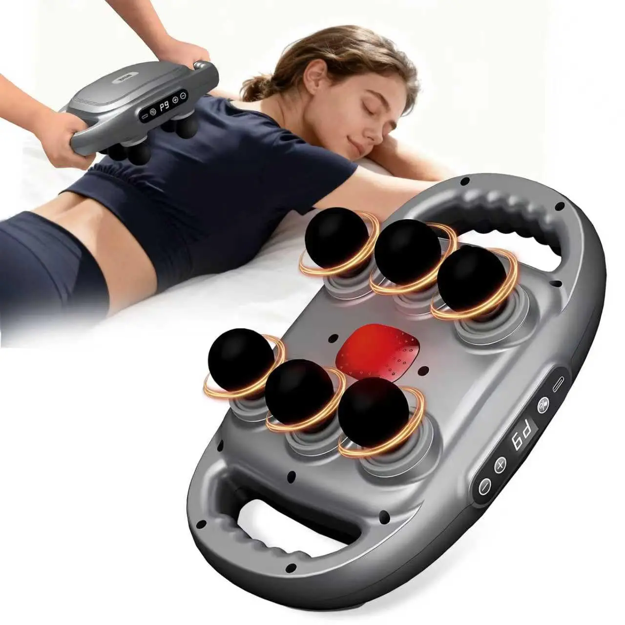 

6 Head Massage Gun for Deep Tissue 9Levels 9Modes Electric Massagers.This Powerful Massage Tools Provide Effective Pain Relief