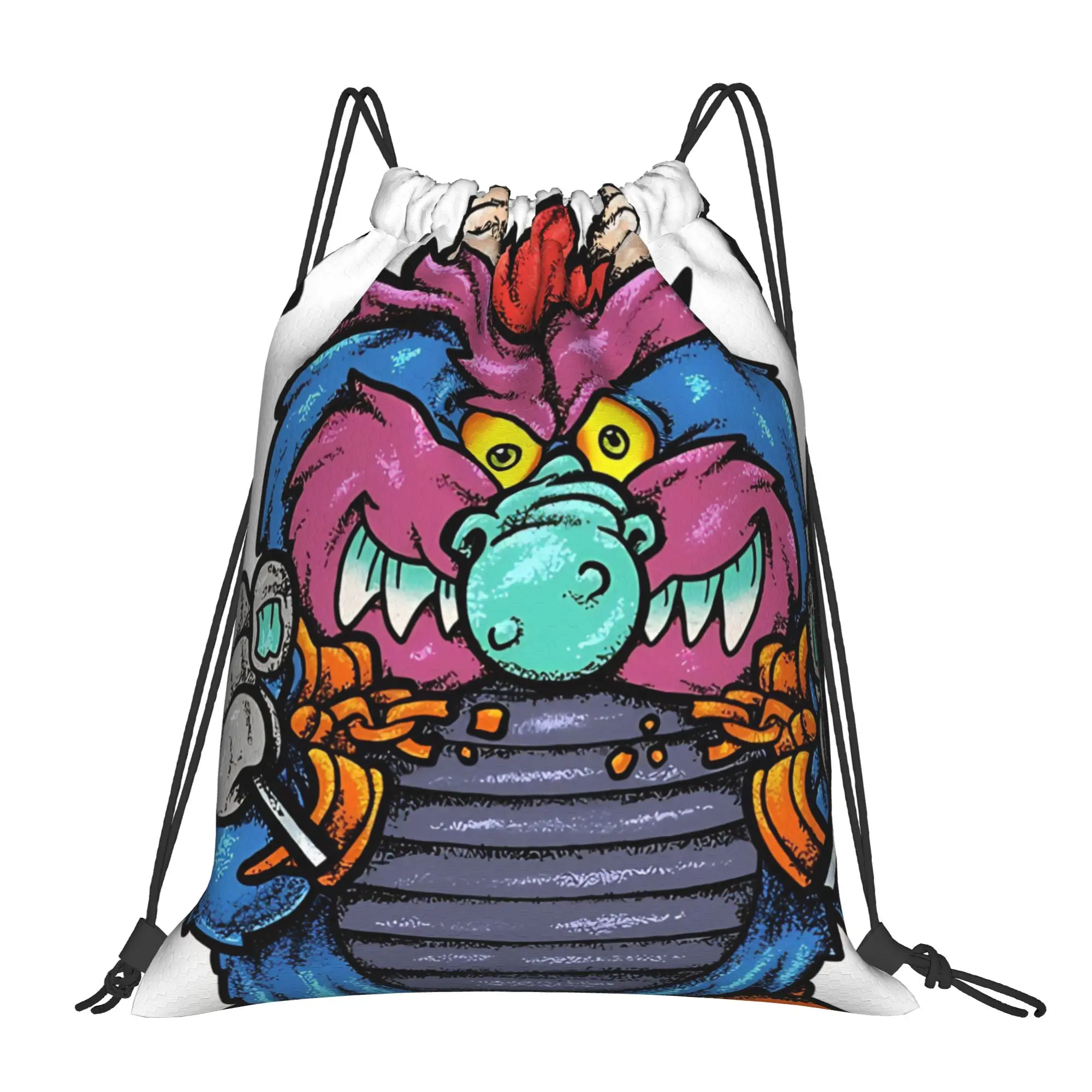 My Pet Monster Cartoon Monster with Cuffs  Portable Sports Riding Gym Drawstring Storage Sporty Backpacks