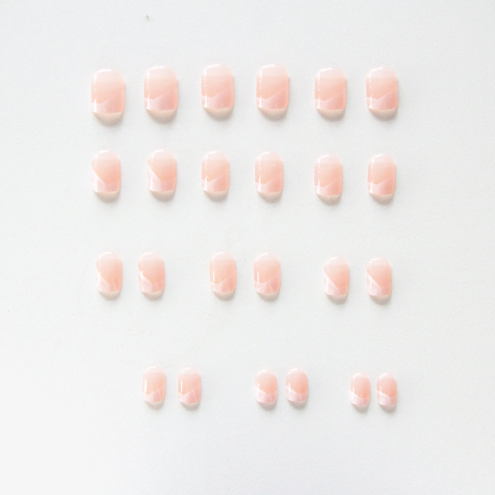 

24Pcs Diagonal French Press-On Nails – Medium-Long Square Shape With Glossy Nude Finish Sophisticated Elegance