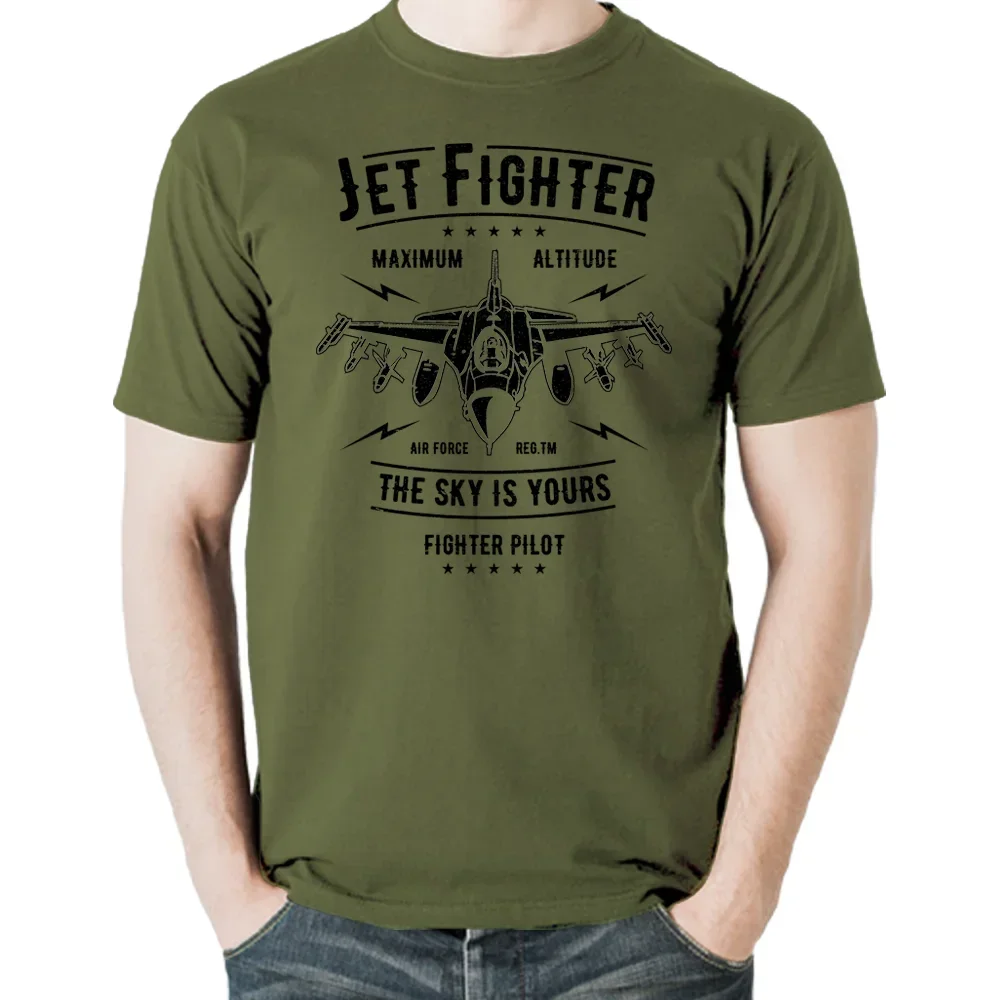 Jet Fighter F-16 Pilot Plane US Royal Air Force Men T-Shirt Short Sleeve Casual Cotton O-Neck Summer Shirt