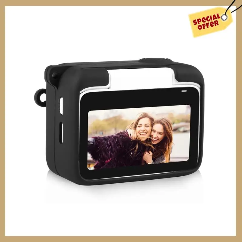 حافظة بطارية الكاميرا Shadowstone Insta360 Go3 مثبت الإبهام من السيليكون مع حافظة واقية بحبل متينة باللون الأسود