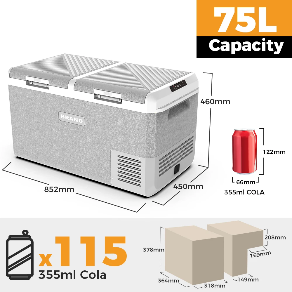 75L MCD75 Dual Zone Compressor Car Refrigerator APP Control Portable Freezer For RV Camper Van