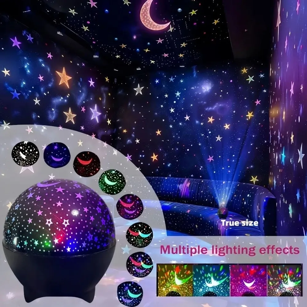 Dreamy Star Projector Night Light LED Colorful 5V USB Party Ambient Light Moon Galaxy Romantic Starry Sky Night Lamp