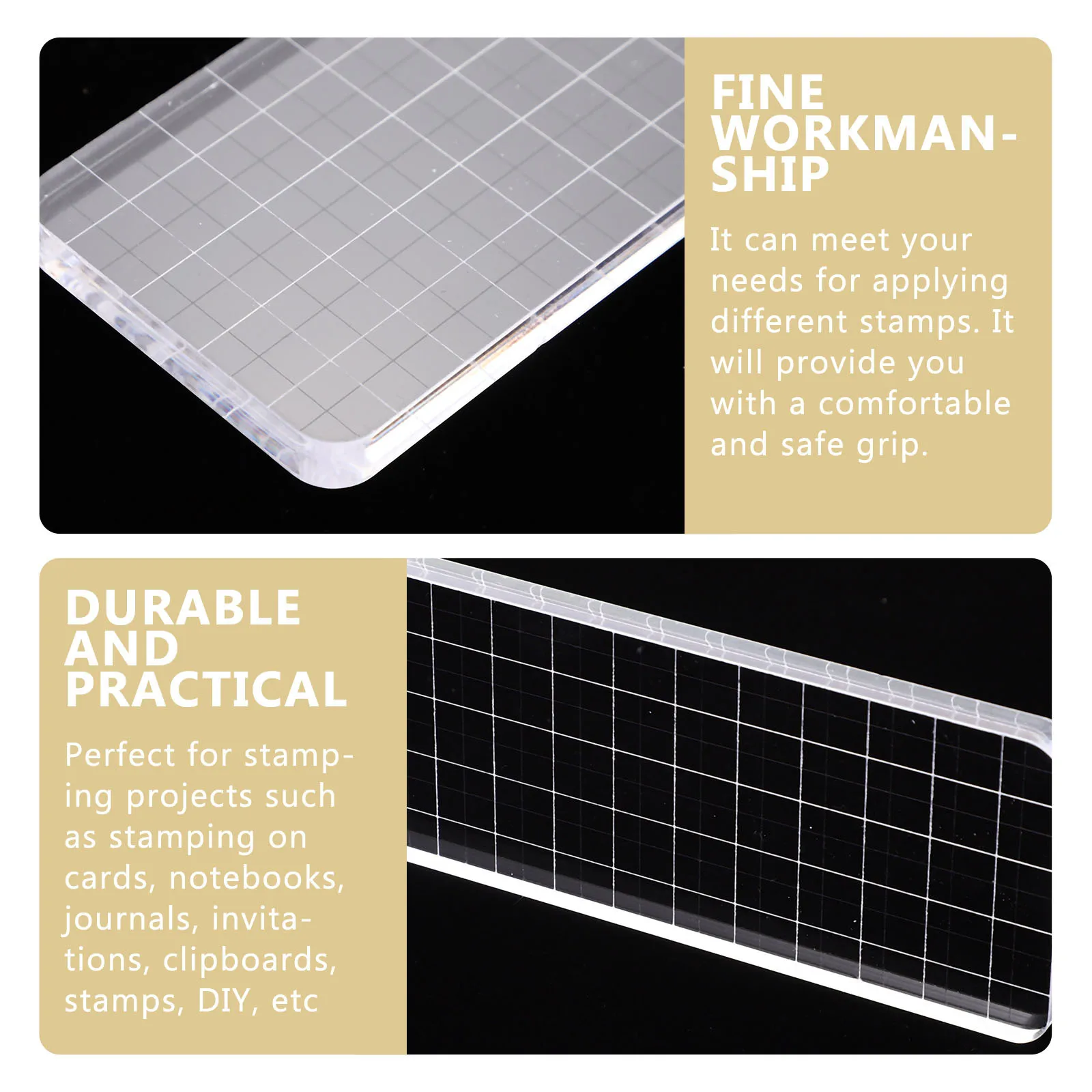 

6Pcs Acrylic Stamp Blocks Transparent Clear Household Stamping Blocks for DIY Craft Cards Invitations Scrapbooking