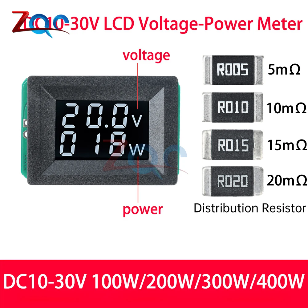 

LCD Mini Digital Voltage DC10-30V Power Meter 100W/200W/300W/400W Digital Voltmeter Voltage Meter Tester With resistance