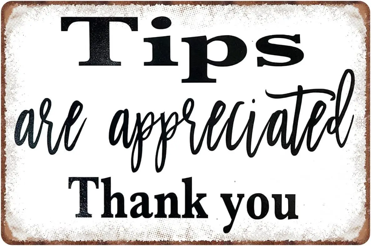 Vintage Metal Tin Sign Tips are Appreciated Thank You Wall Art Iron Painting Motivational Wall Art Metal Poster Plaques for sign