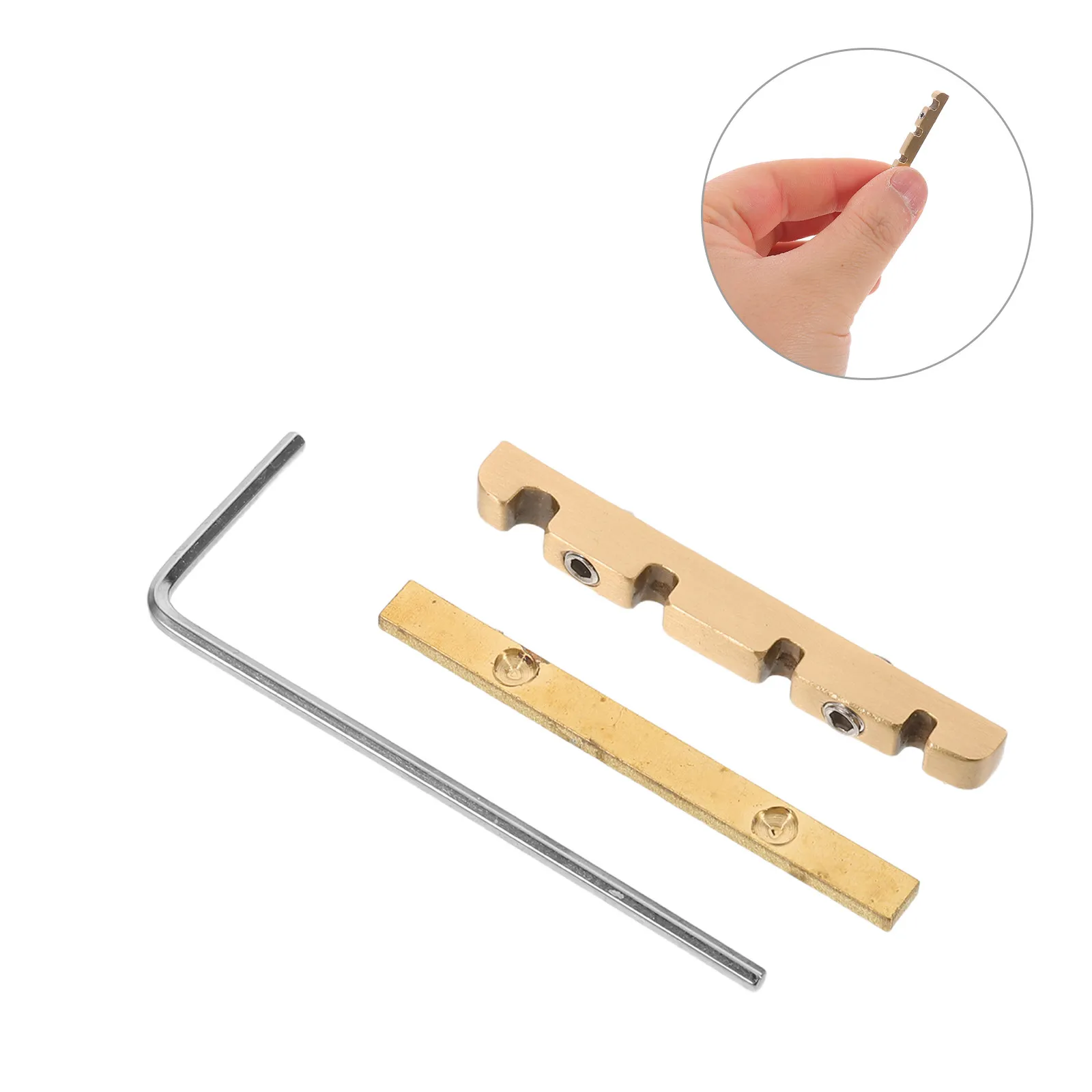 1Set Adjustable Brass Guitar Nut for 4 String Electric Bass Precision Replacement Guitar Bridge Nut Optimized for Clear Tone and