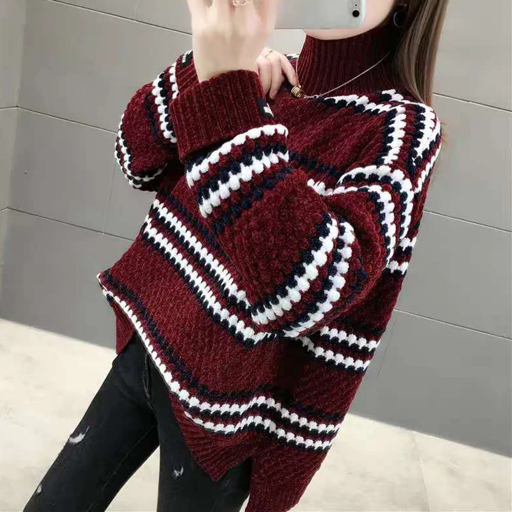 2022 Womens Turtleneck Pullover Sweater For Autumn Womens Winter Long Sleeve Knit Warm Pullover Casual Sweaters Sueters De Mujer