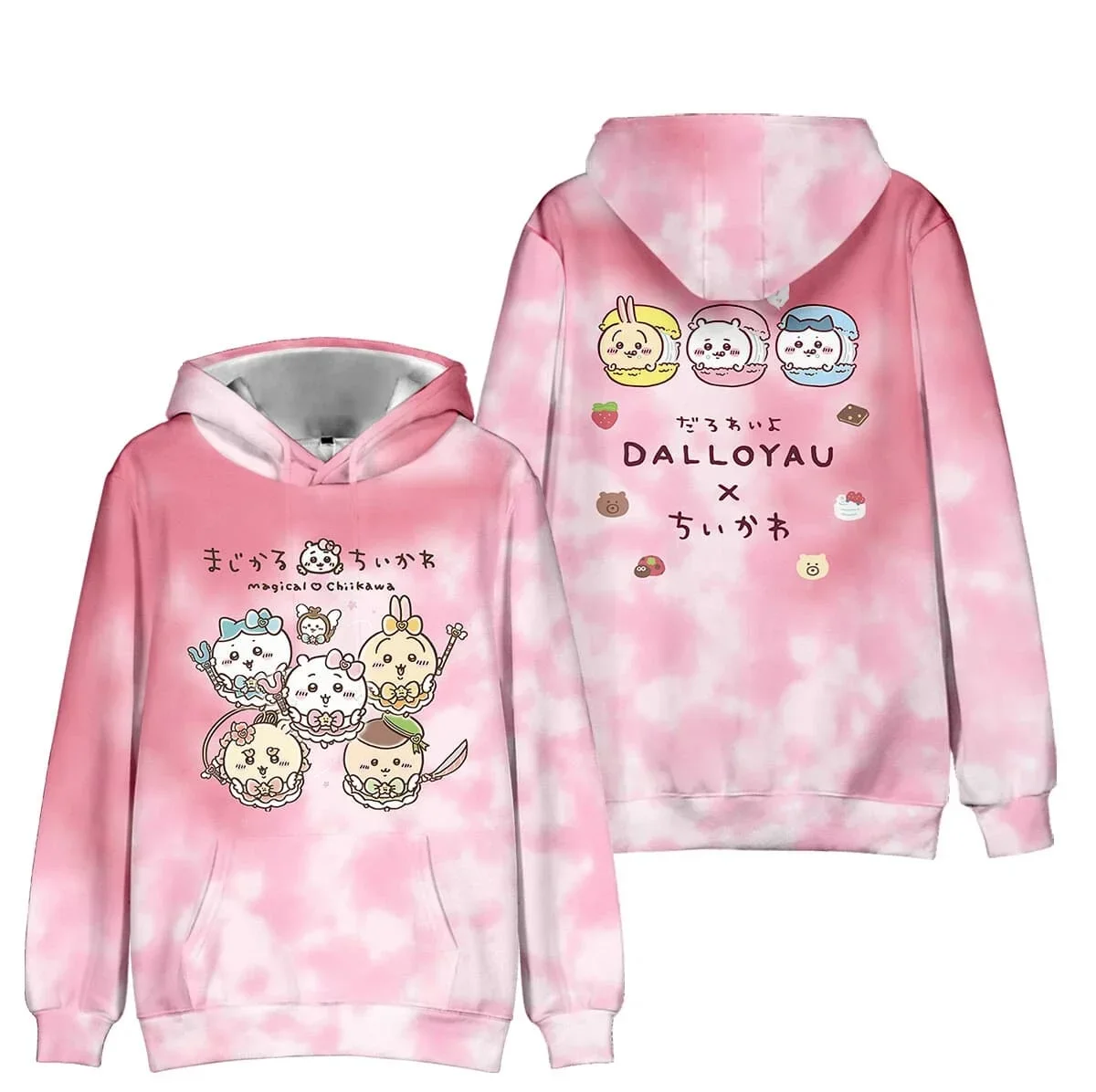 2027 Chiikawa Usagi Hachiware Hoodie Anime Pullover Sweatshirt Langarm Freizeit-Kapuzenpullover Unisex Streetwear Familien-Set – Detail 5