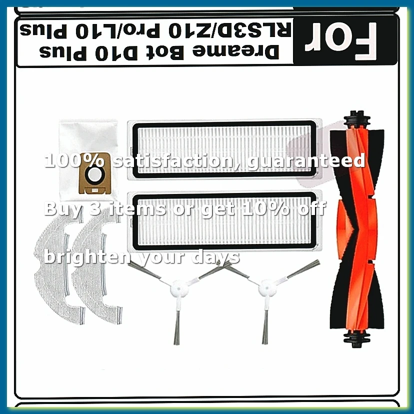 8PCS Accessories Kit for Bot D10 Plus RLS3D, Z10 Pro, L10 Plus Robot Vacuum Main Side Brush Filter Mop Dust Bag