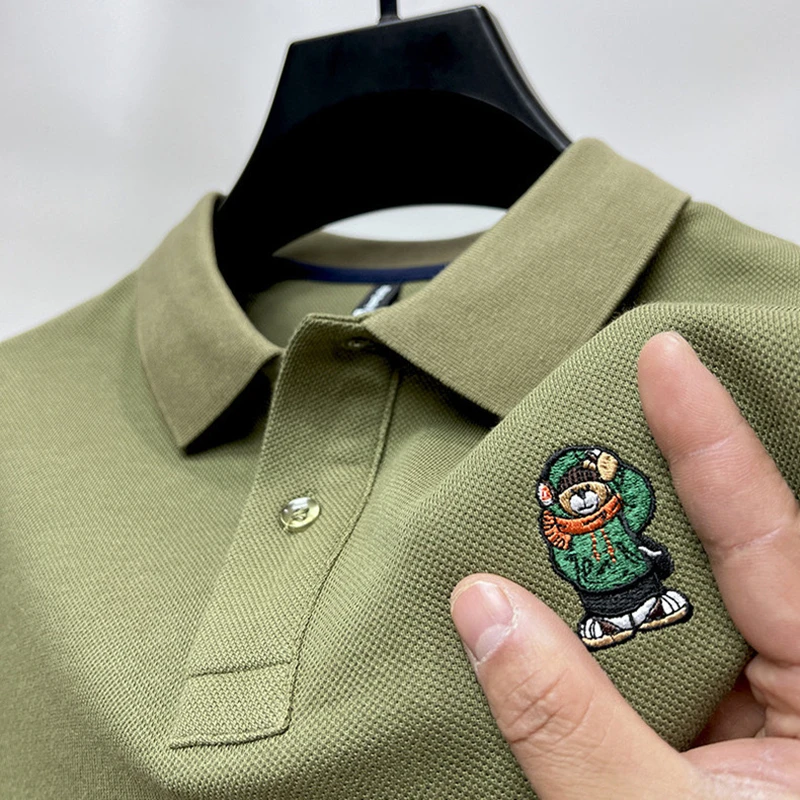 

Premium 100% Cotton Short Sleeve POLO Shirt Men's 2023 Summer Luxury Fashion Bear Embroidery Paul Shirt Men's Casual T-shirt
