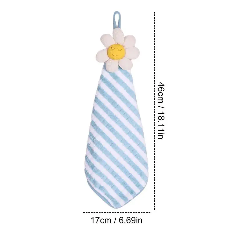Hand Towel With Loop Flower Super Soft Hand Dry Towels Highly Absorbent Dish Cloth Plush Towel For Kitchen Bathroom