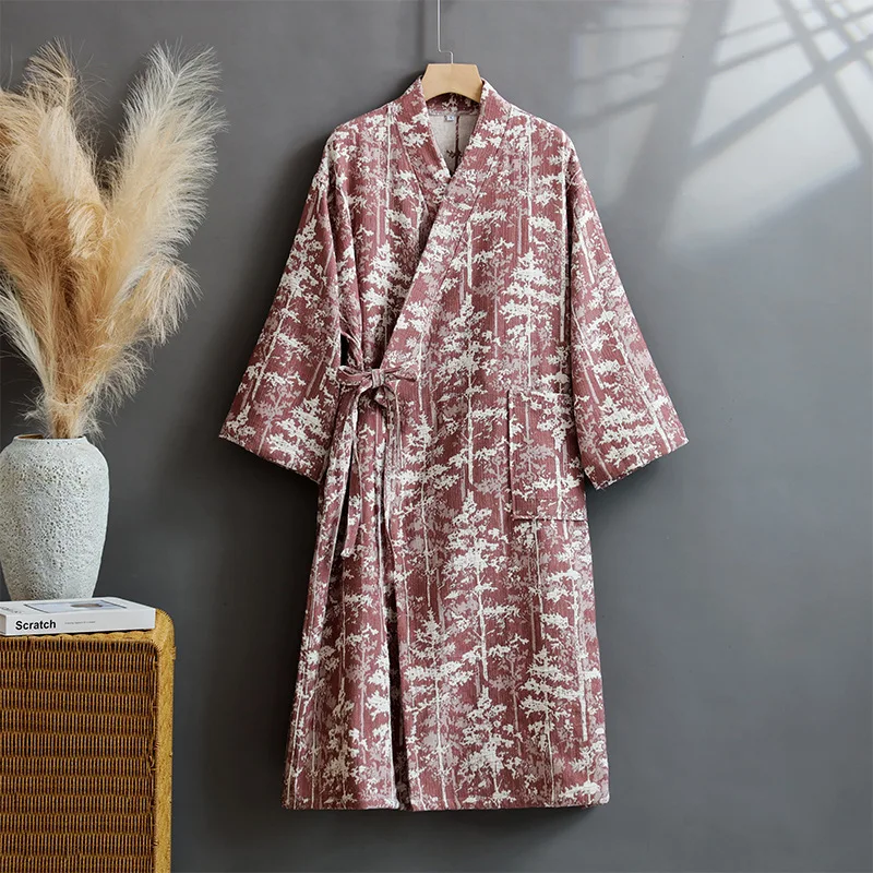 breathable-japanese-women-100-cotton-yukata-kimono-robe-summer-double-gauze-bathrobe-thin-spa-sauna-pajamas-belted-homewear