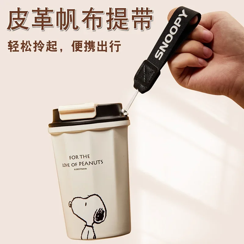 

New Snoopy Coffee Cup 316 Stainless Steel Men's and Women's Insulated Cups Good-looking Anime Portable Straw Cup Birthday Gift