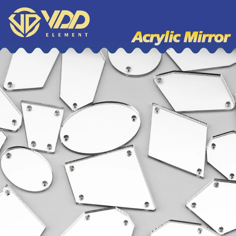 VDD – strass à coudre en acrylique blanc, tailles mixtes, miroir, pour bricolage, pierres à coudre à dos plat pour décorations de vêtements, 60/200