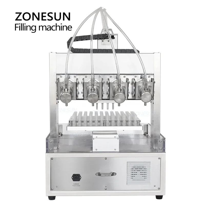ZONESUN ZS-XYZ4 液体充填機 4 ヘッドセラミックプランジャーポンプバイアルチューブ化学薬品包装生産ライン