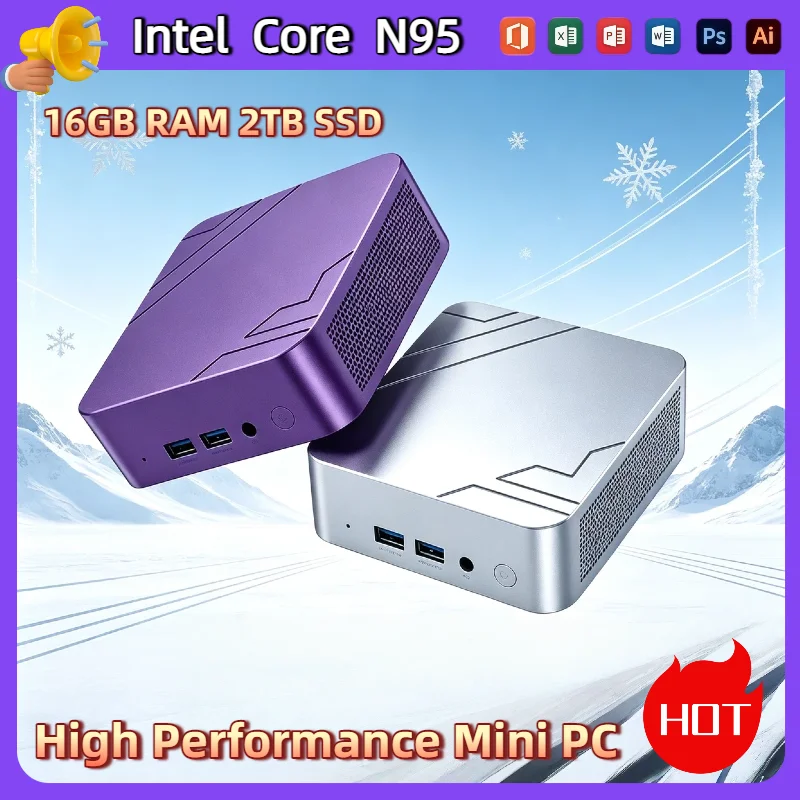 Intel Core N95 Mini PC 16GB RAM 2TB NVMe SSD Triple 4K Display WiFi6 High Performance Office Home Small Computer Pro Max Ultra
