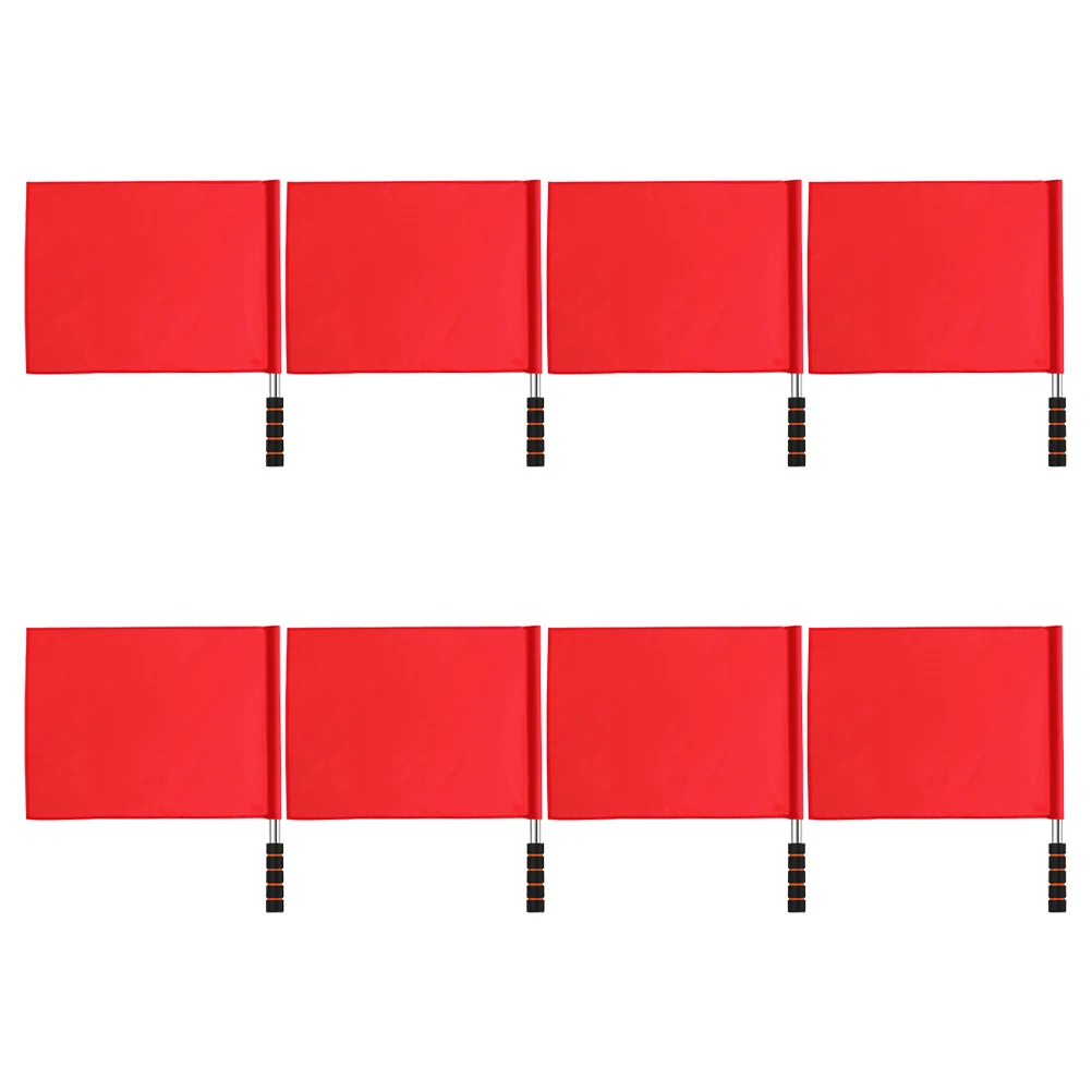 

8pcs Signal Flag for Football Railway Traffic Handheld Red Warning Decorative Cotton Referee Linesman Volleyball