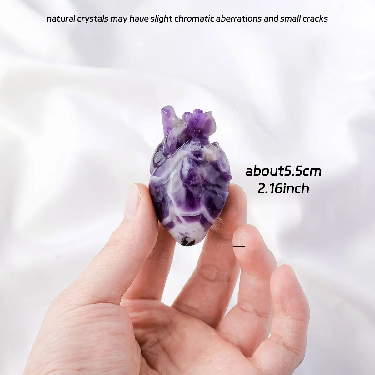 1PC Natural Crystal Stone Amethyst Labradorite Heart Head Carving Wicked Witch Energy Decorations Easter Halloween Christmas view 2