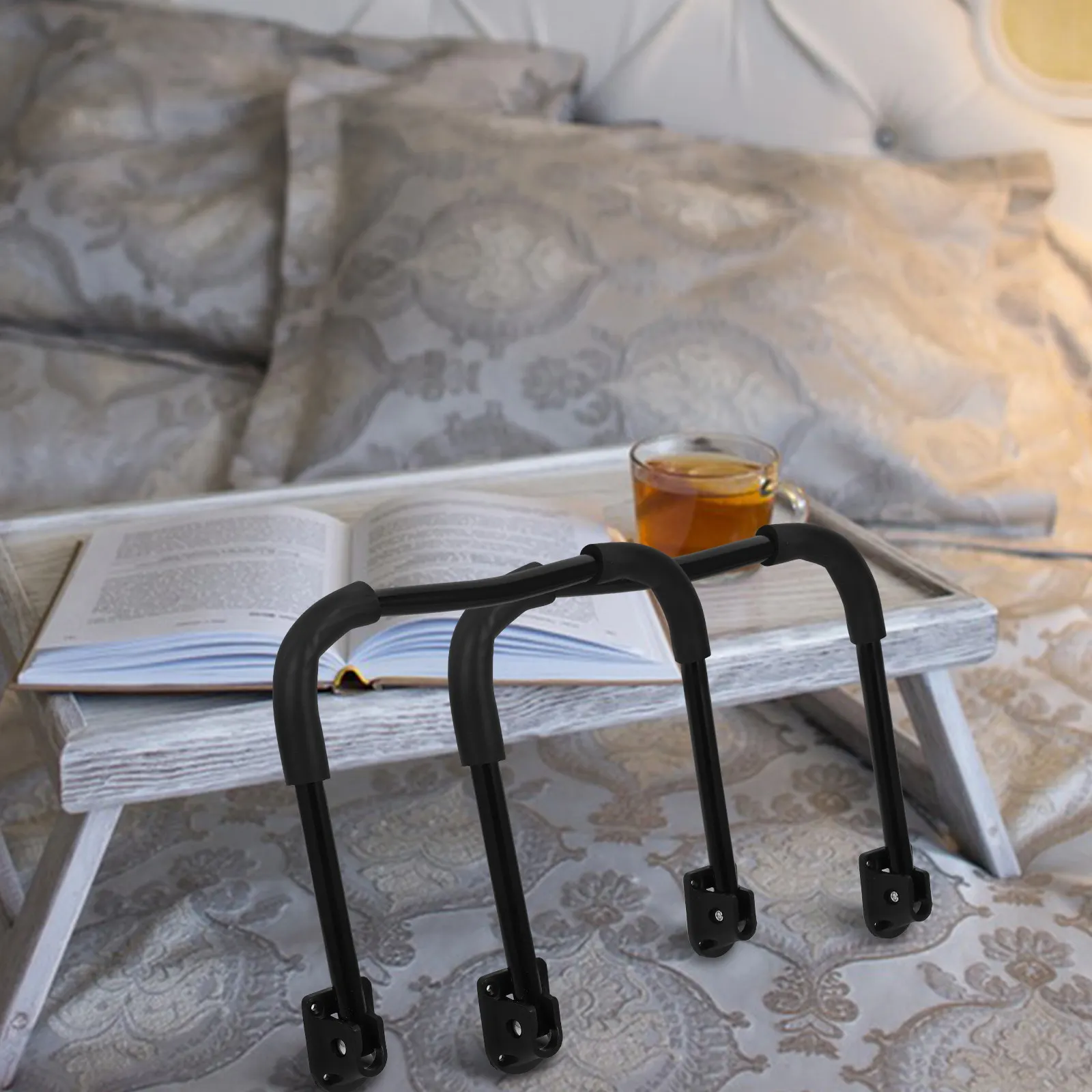 2Pcs Foldable Desk Legs for Bed U Shape Table Legs Replacement Sturdy Iron Brackets Folding Laptop Stand for Compact Home Office