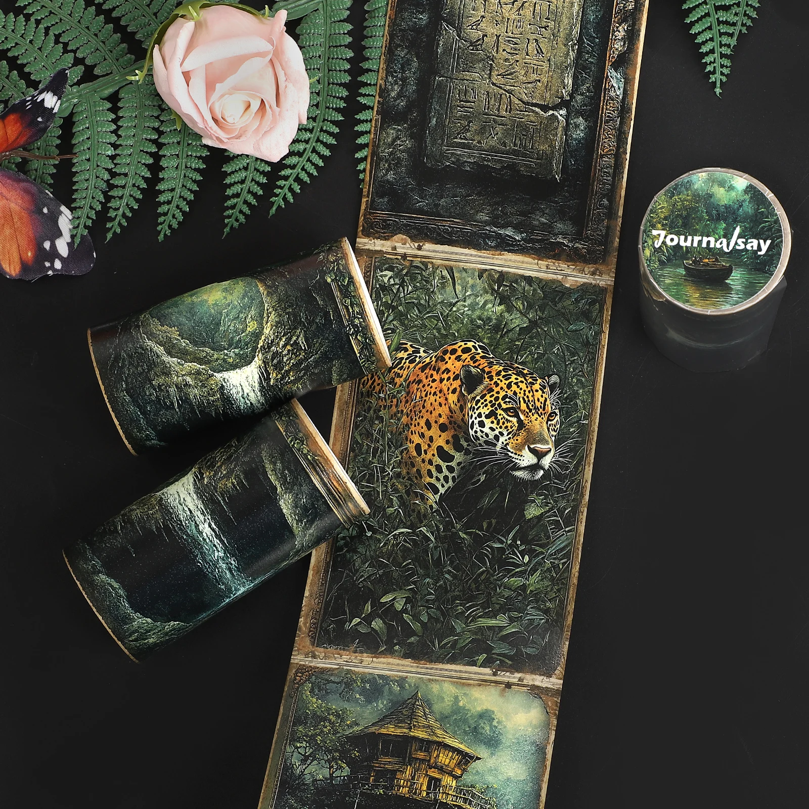 

80mm*205cmVintage Jungle Forest Explorer Character Landscape Washi Tape Creative DIY Journal Material Collage Stationery