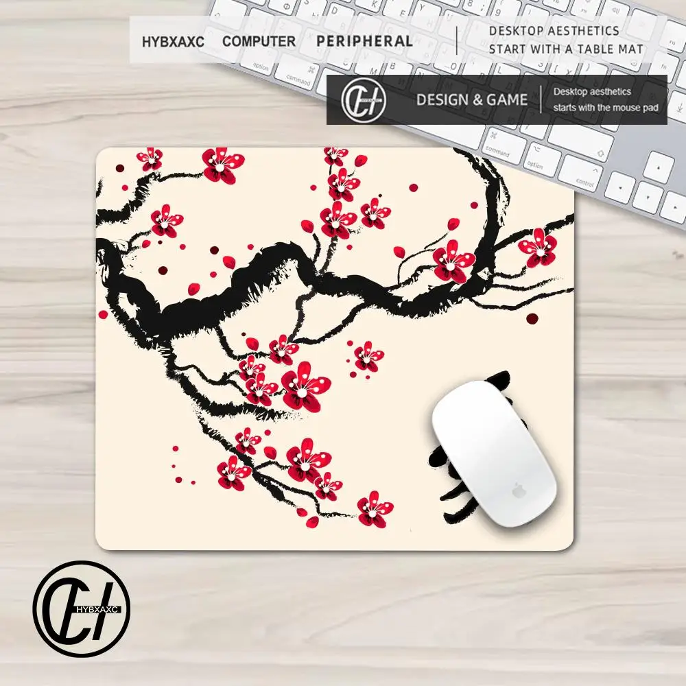 Cute Pink Cherry Blossoms Mouse Pad Multiple sizes Large Square Computer Office Game Table Mats Love Rubber Anti-slip Mousepads