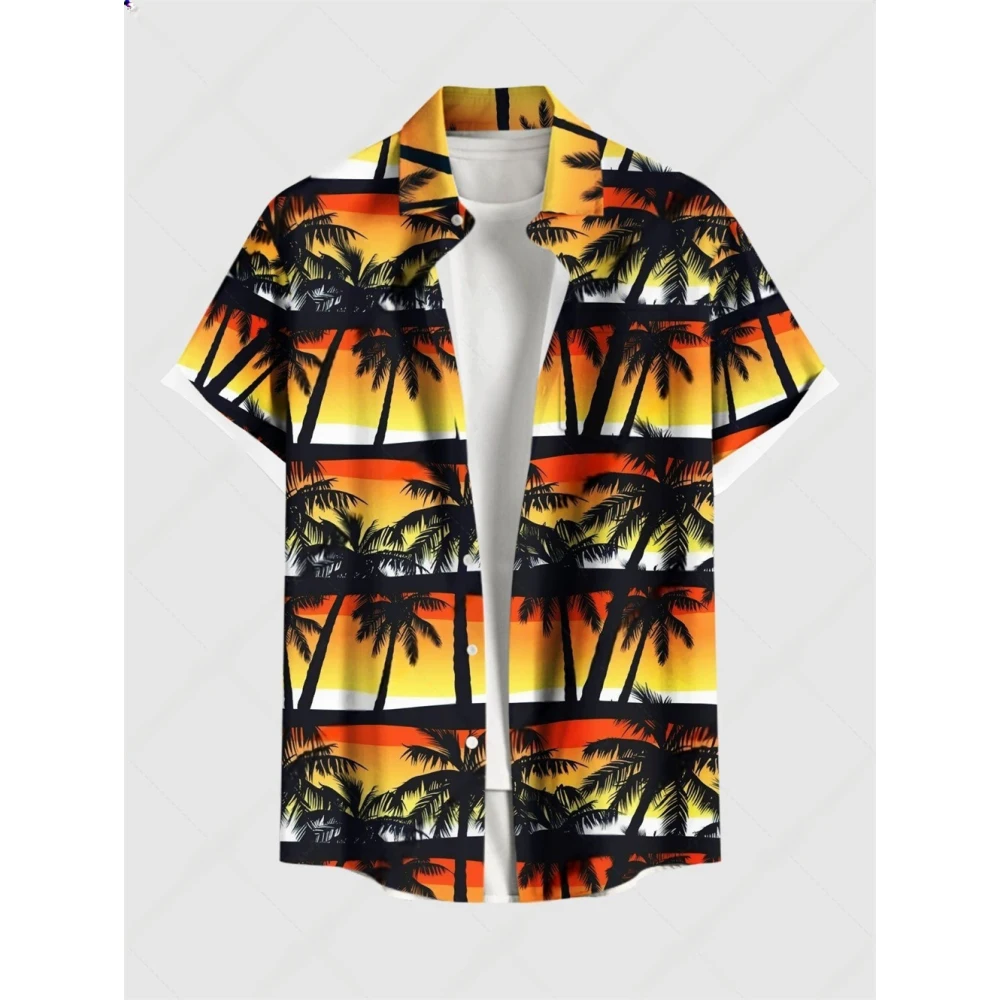 Hawaiian Retro Shirt Geometric Print Men's Summer Casual Flower Korean  Short Sleeve Tops Casual Shirt for Men Short Sleeve Shir