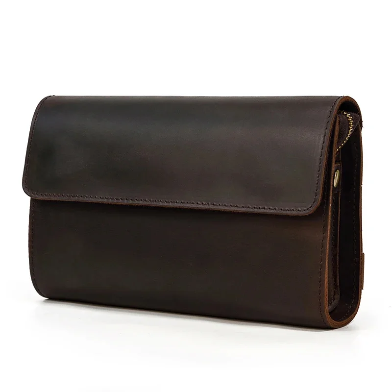 

New Fashion Male Clutch Genuine Leather Men's Wallet Long Brand Cowskin Card Holder Men Hasp Vintage s