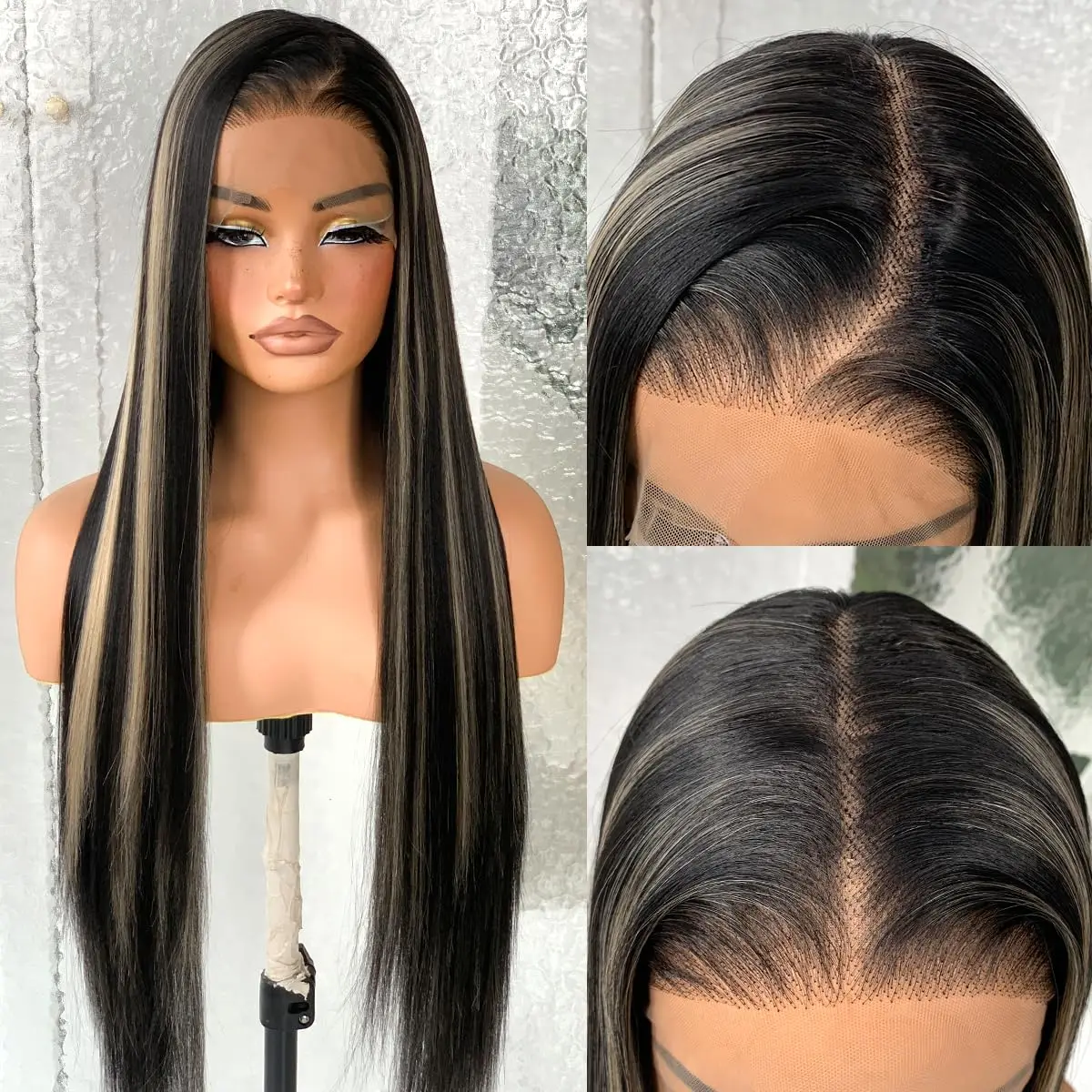 1B/27 Highlight Straight Human HAir Wig Highlight Straight Lace Front Wig 1B/27 Highlight Deep Wave Human Hair Wig 180% Density