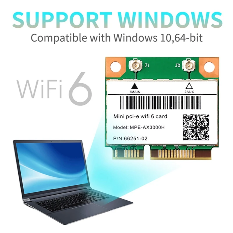 WiFi 6 -AX3000H 2974Mbps Wireless Half Mini PCI-E Wifi Card Bluetooth 5.0 Dual Band 2.4G/5G Wlan Network Card Adapter-ROWI
