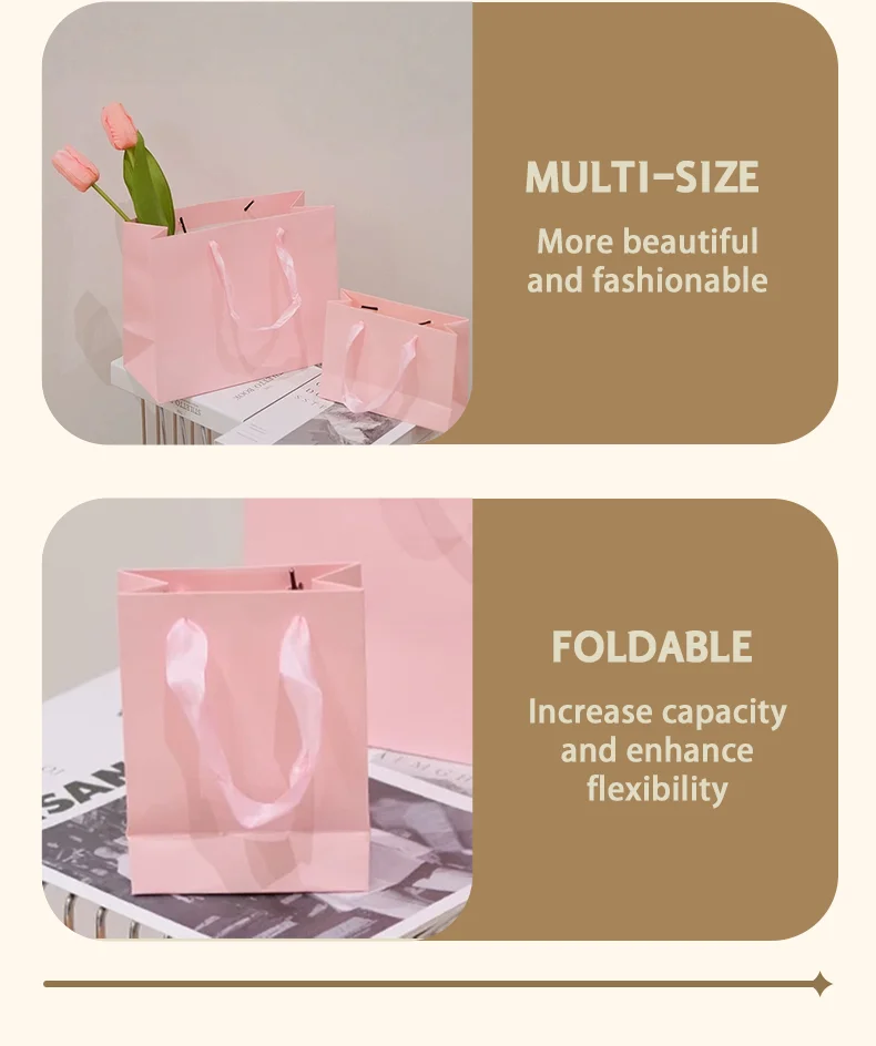 10 Stück rosa Kleidertaschen, Geschenktüten für Feiertage, Geburtstagsfeiern, Geschenkverpackungstaschen, mit Möglichkeit, Logo zu drucken – Detail 4