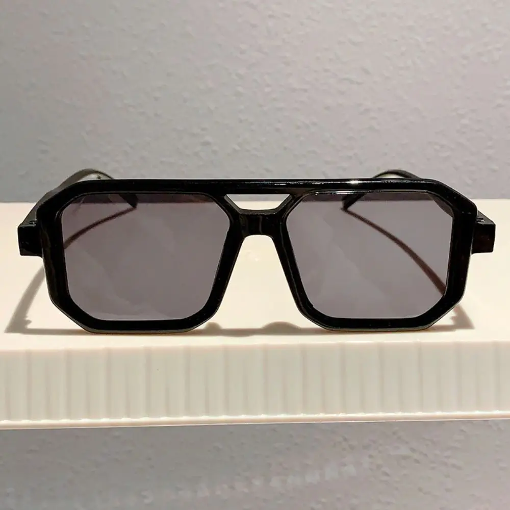 Punk Square Frame Sunglasses Eye Protection Block Glare Driving Glasses Street Photos Decoration Black Shades Glasses