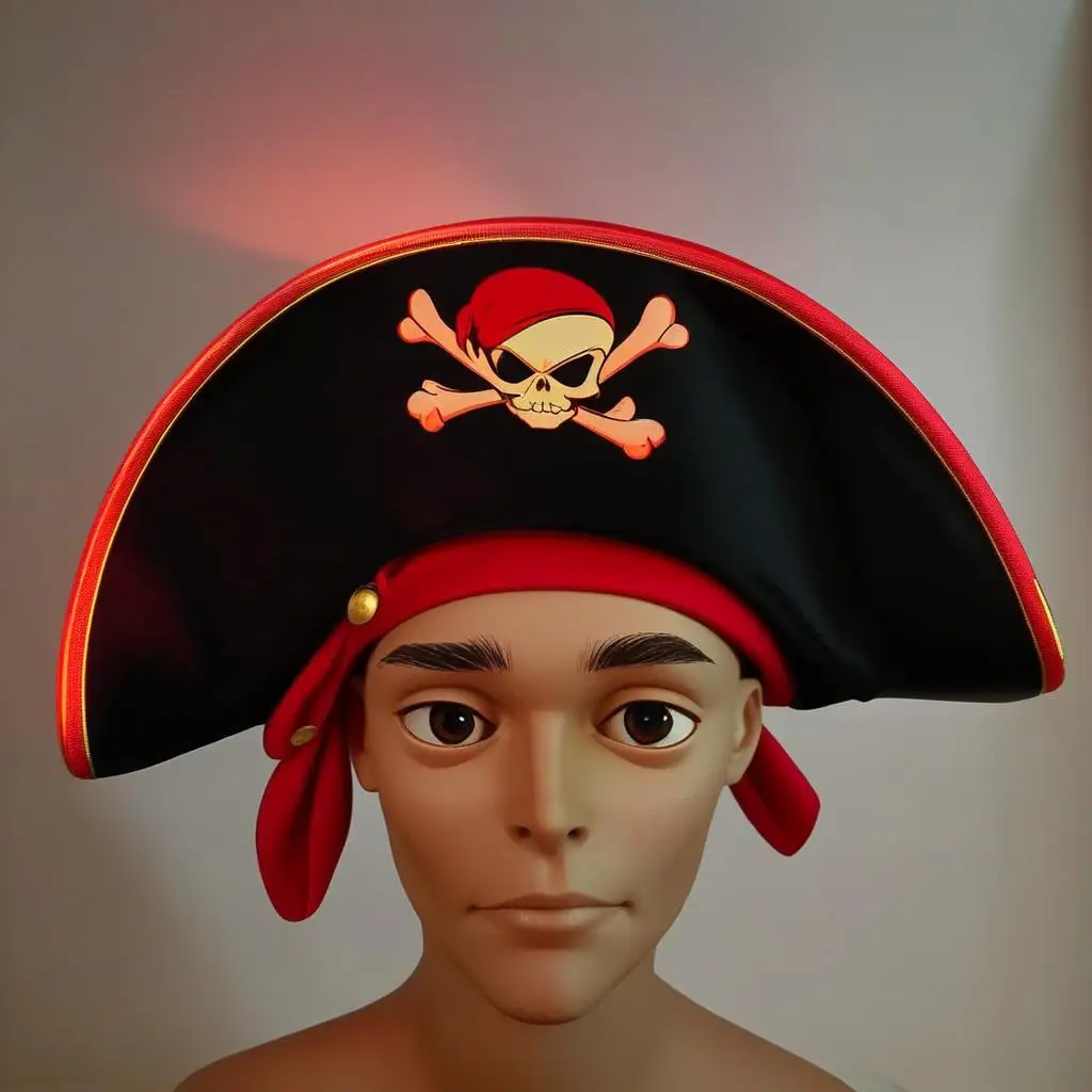 

Suede Pirate Hat Glowing Skull Pirate Cap for Adult Accessorie Halloween Cosplay Costume Captain Cap Headband Carnival Party Hat