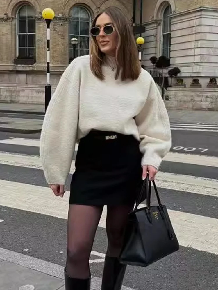 

Trendix Basic Knit Sweater Pullover Women's Winter Loose Casual O Neck Long Sleeve Sweater Commuting Solid Vintage Sweatshirts