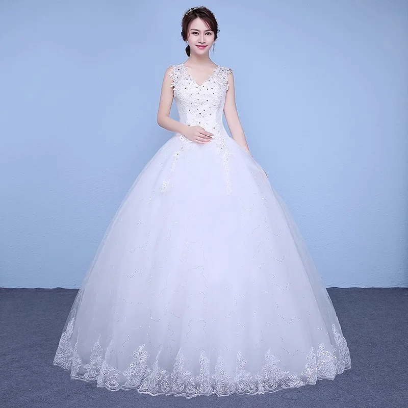 XXN-047#Wedding Dress 2024 New White Wedding Dress Bride's Korean Style Palace Style Wholesale Cheap Floor Length Ball Gown Part