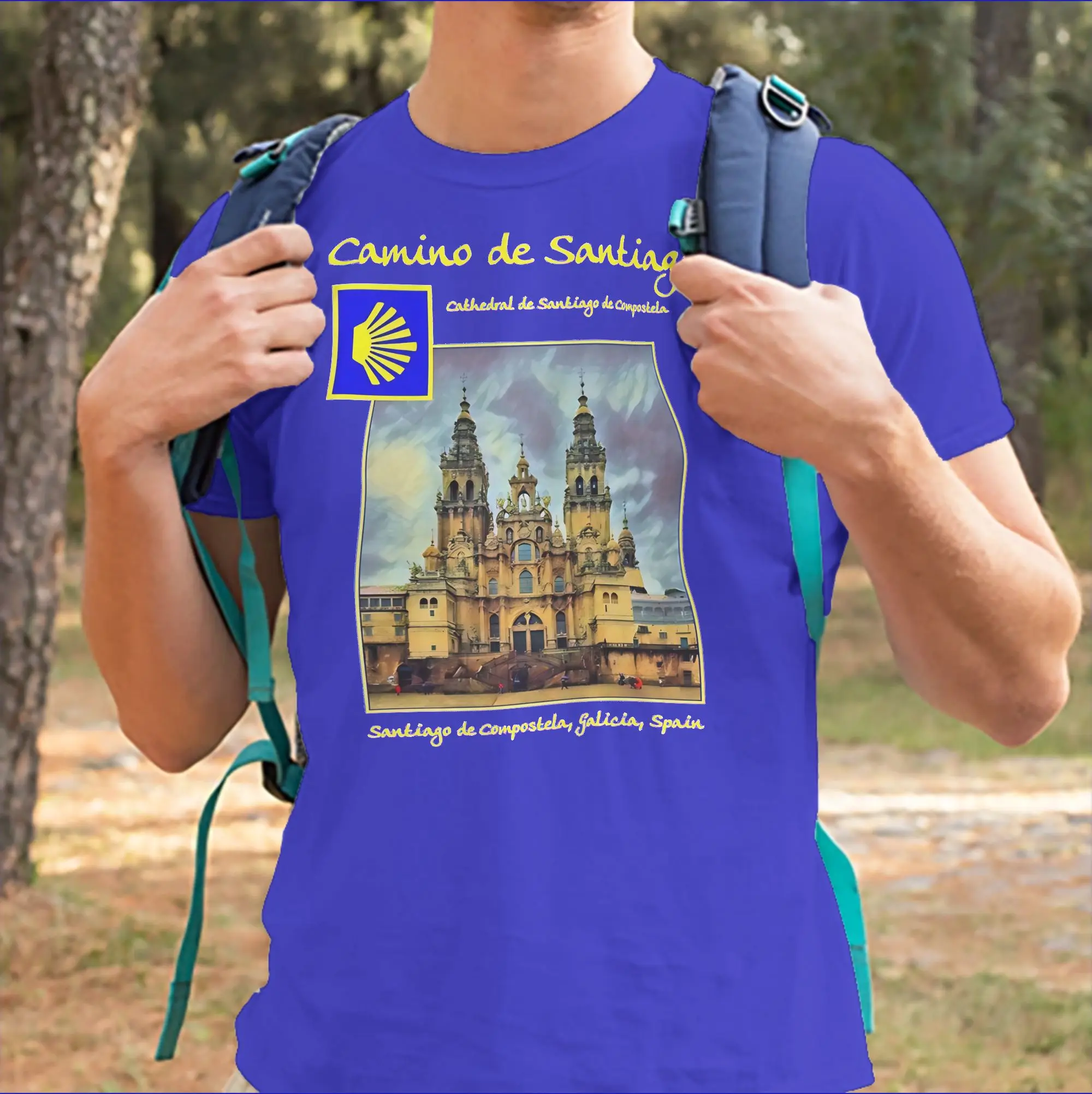 Men Cathedral de Santiago de Compostela Camino de Santiago T Shirt  Pure Cotton Clothing Round Collar Tee Shirt Classic T-Shirt