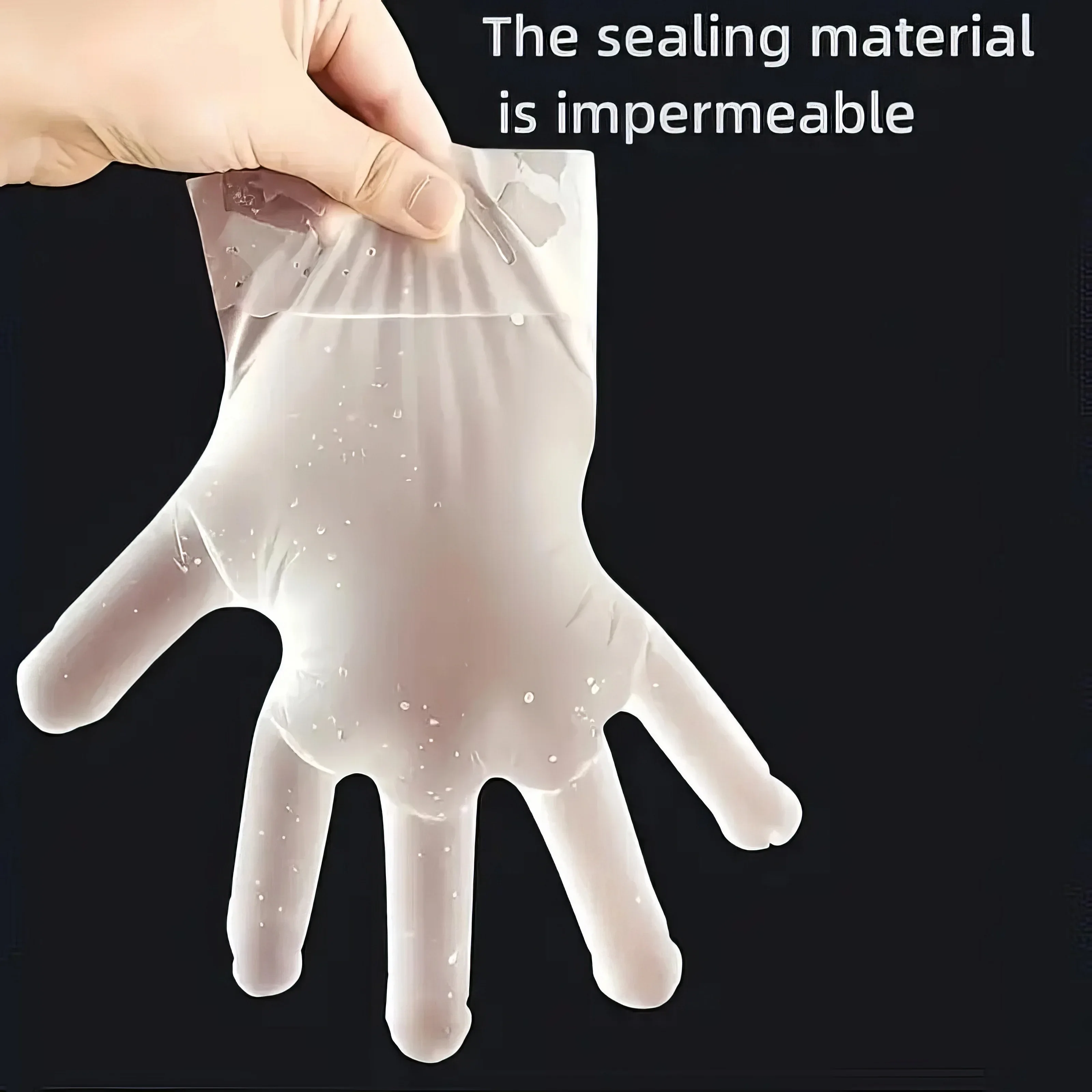 100 Disposable Transparent Gloves, Waterproof, Oil Resistant, and Stain Resistant, Suitable for Baking and Pre Meal Preparation - Detail 1